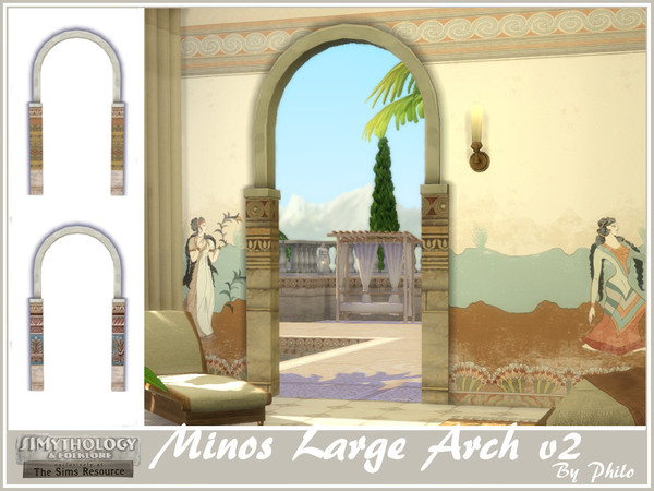 Sims 4 — Philo_Simythology Minos Large Arch v2 by philo — This set contains matching 3 arches, 4 windows and an outdoor