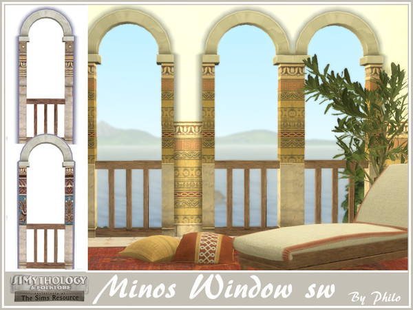 Sims 4 — Philo_Simythology_Minos Window SW by philo — This set contains matching 3 arches, 4 windows and an outdoor trash