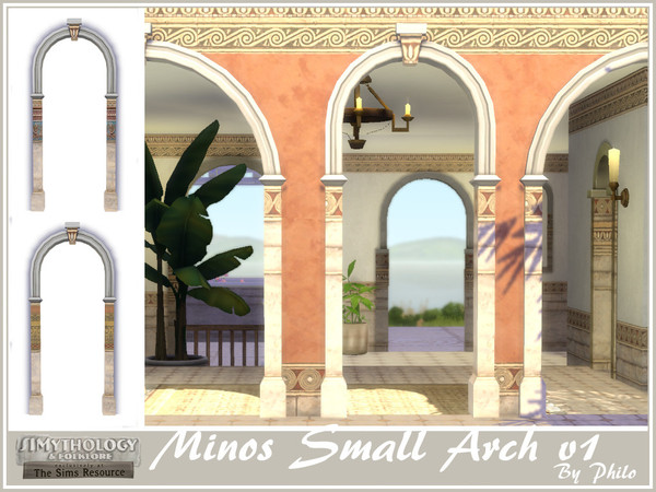 Sims 4 — Philo_Simythology_Minos Small Arch V1 by philo — This set contains matching 3 arches, 4 windows and an outdoor
