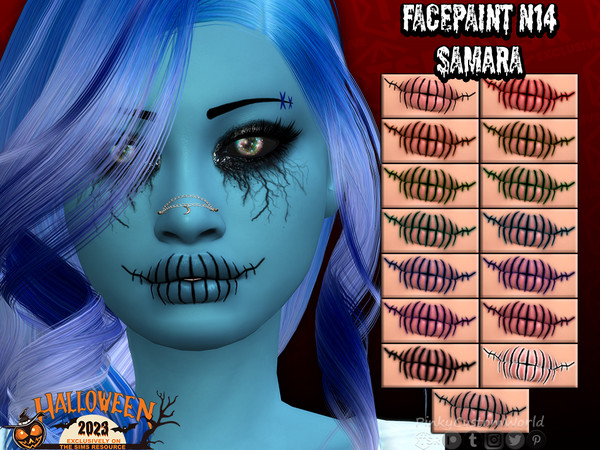 Sims 4 — Facepaint N14 - Samara by PinkyCustomWorld — Get ready for a halloween party with this stitches like facepaint.