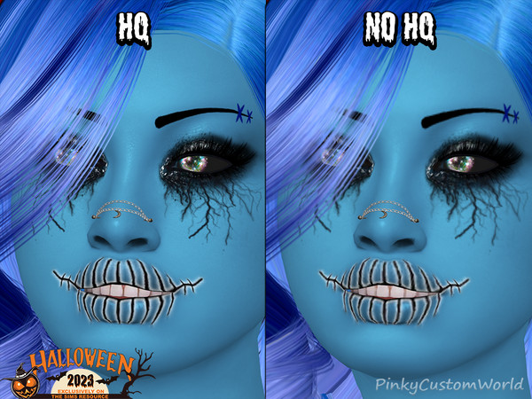 Sims 4 — Facepaint N14 - Samara (Brow Detail) by PinkyCustomWorld — Get ready for a halloween party with this stitches