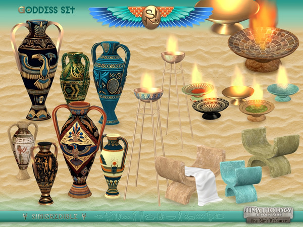 Sims 4 — SIMythology Goddess Brazier (small bowl) ISLAND LIVING by SIMcredible! — All the beauty, mightiness and