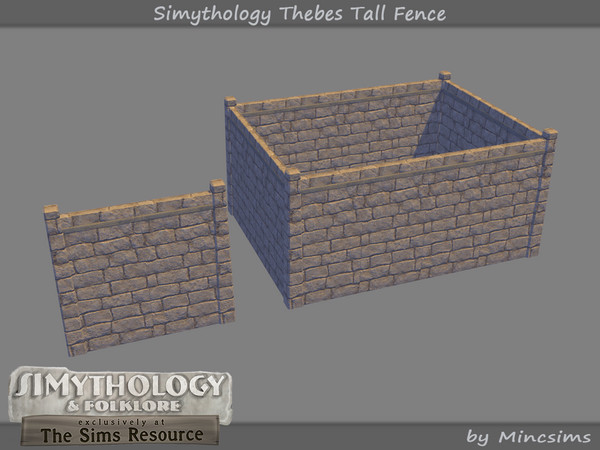 Sims 4 — Simythology Thebes Tall Fence by Mincsims — A part of Simythology Collaboration. -2 Columns