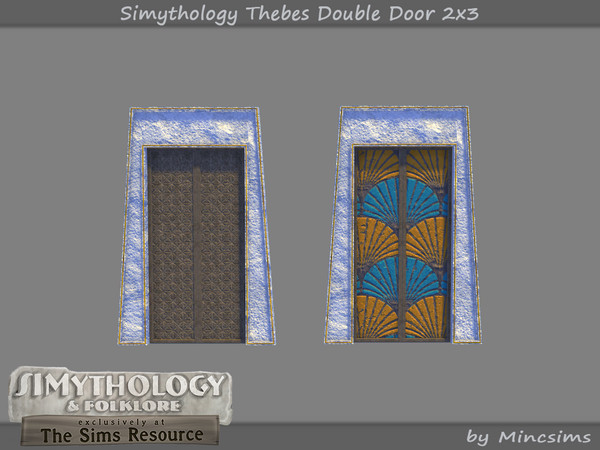 Sims 4 — Simythology Thebes Double Door 2x3 by Mincsims — A part of Simythology Collaboration. -2 Doors