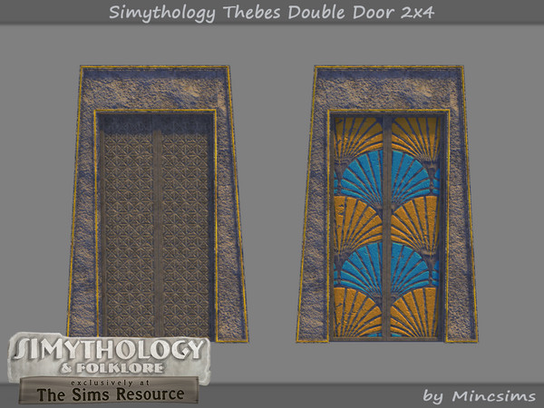 Sims 4 — Simythology Thebes Double Door 2x4 by Mincsims — A part of Simythology Collaboration. -2 Doors