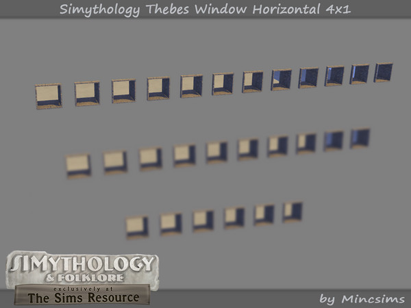 Sims 4 — Simythology Thebes Window Horizontal 4x1 by Mincsims — A part of Simythology Collaboration. -2 Doors