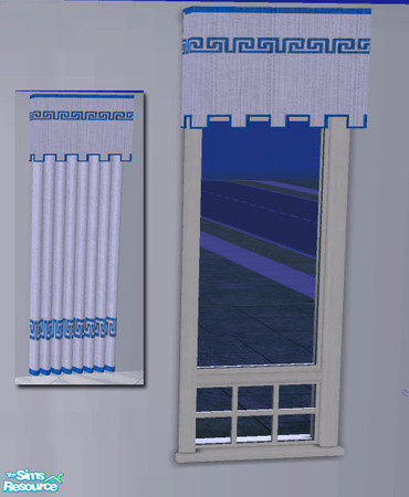Sims 2 — Greek Restaurant - Window Topper by Simaddict99 — Greecian window topper in white and blue. Features Greek Key