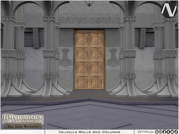 Sims 4 — SIMythology | Valhalla Walls And Columns by ArtVitalex — Mythological Collection - Belong to 2023 All Rights