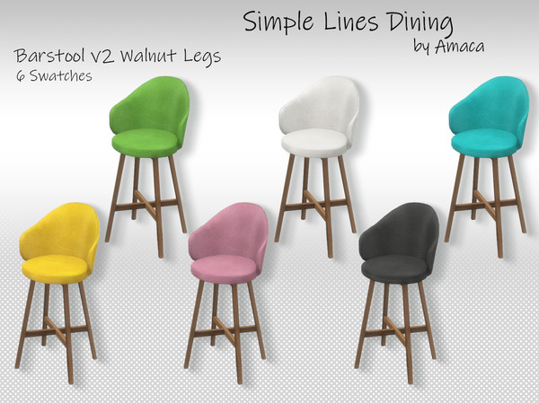 Sims 4 — Simple lines dining - bar stool, walnut legs by amaca2015 — The essential furniture for your sim's dining room.