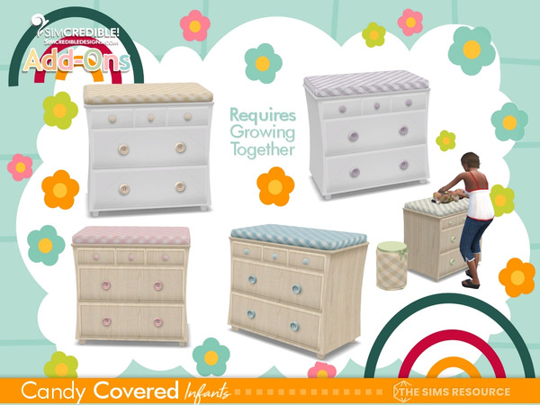 Sims 4 — Candy Covered Infants- Baby table -GROWING TOGETHER by SIMcredible! — Bringing these functional add-ons for