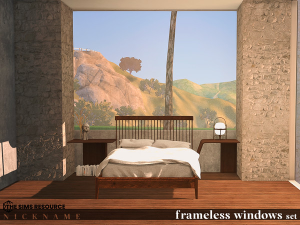 Sims 4 — frameless windows set_1x3 (section) by NICKNAME_sims4 — frameless windows set 12 package files.. frameless