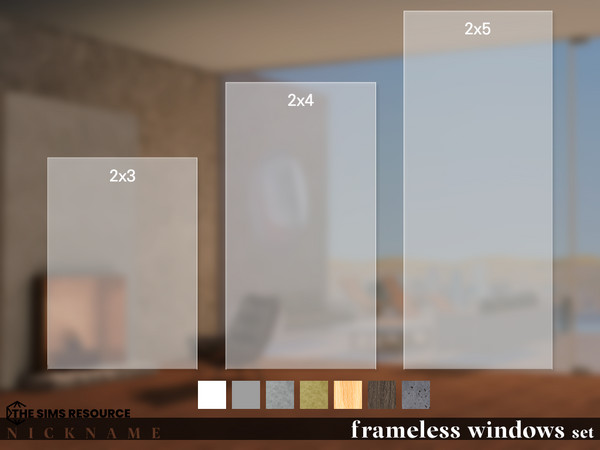 Sims 4 — frameless windows set_1x3 by NICKNAME_sims4 — frameless windows set 12 package files.. frameless windows set_2x3