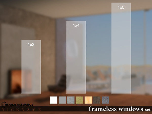 Sims 4 — frameless windows set_1x4 (end) by NICKNAME_sims4 — frameless windows set 12 package files.. frameless windows