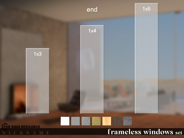 Sims 4 — frameless windows set_1x4 by NICKNAME_sims4 — frameless windows set 12 package files.. frameless windows set_2x3