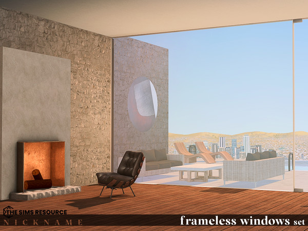 Sims 4 — frameless windows set_1x5 by NICKNAME_sims4 — frameless windows set 12 package files.. frameless windows set_2x3