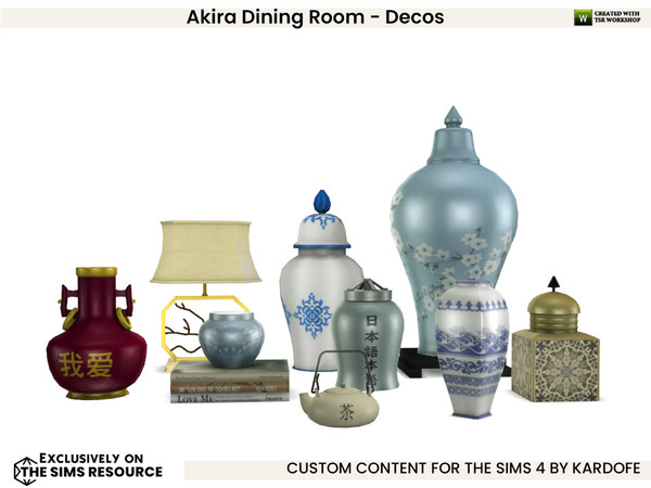 Sims 4 — Akira Dining Room - Decos by kardofe — Second part of the Akira dining room, in this second part you will find