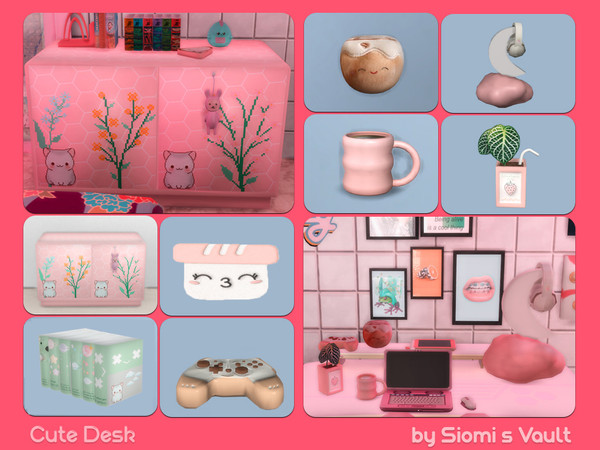 Sims 4 — Cute Desk by siomisvault — And now a bit of light here! A cute set for you! Thank you so much for your love and