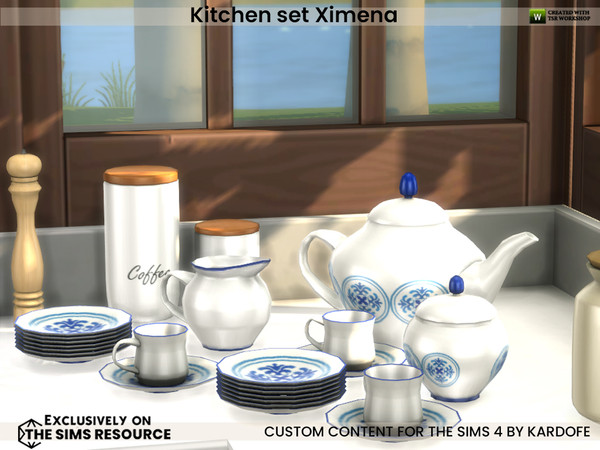 Sims 4 — Kitchen set Ximena by kardofe — Kitchen mess, a bit of everything, a tea set, saucepan, paper roll holder,