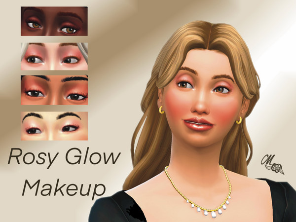 Sims 4 — Rosy Glow Lashes.package by thebean23 — Give your sims a natural, rosy glow with this clean makeup set!