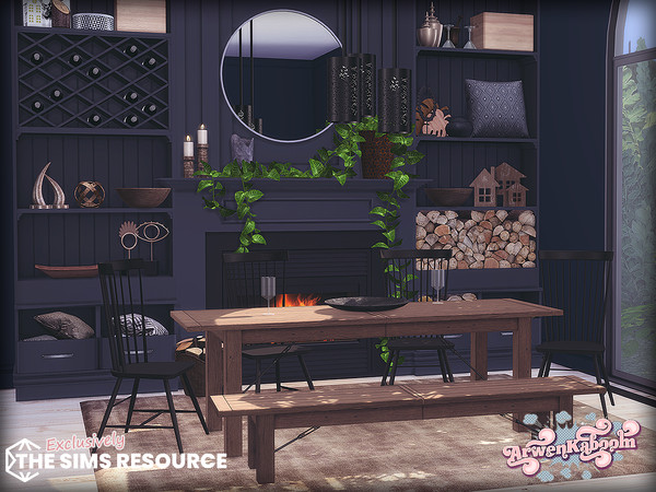 Sims 4 — Havenight by ArwenKaboom — New sets featuring an elegant and dark colored dining room. Find all items in game by