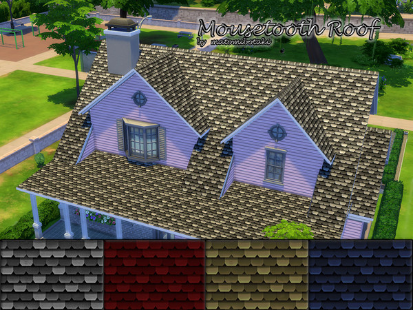 Sims 4 — Mousetooth Roof by matomibotaki — Unusual tiled roof with an irregular mousetooth look and a shaded play of