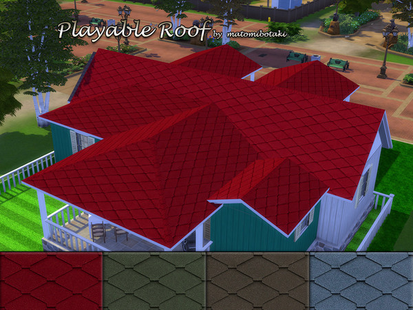 Sims 4 — Playable Roof by matomibotaki — A roof with playful lightness and the look of corrugated cardboard in 4