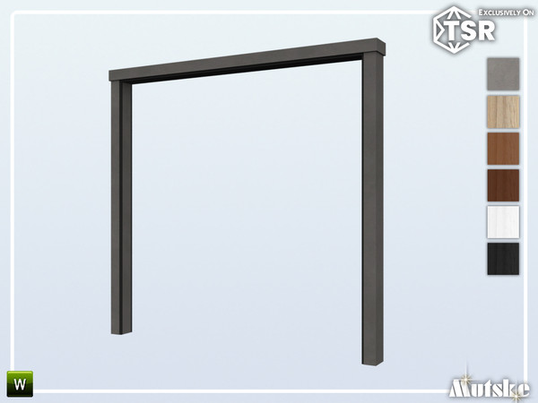 Sims 4 — Stewart Short Arch 3x1 by Mutske — Set of construction items, windows with a lot of slots to put clutter on.