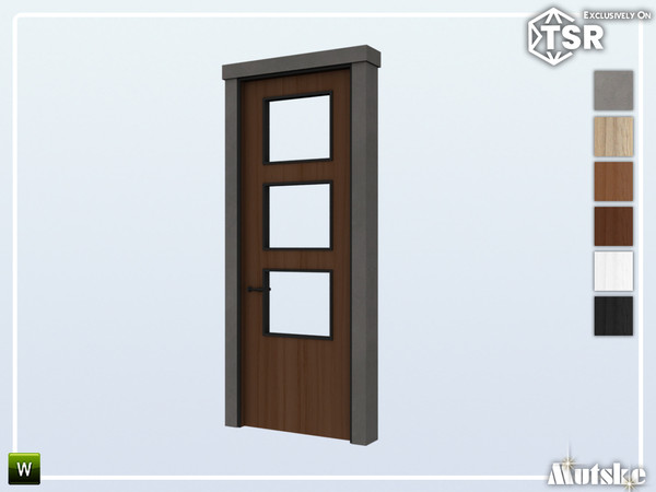 Sims 4 — Stewart Short Door Glass 1x1 by Mutske — Set of construction items, windows with a lot of slots to put clutter