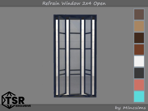 Sims 4 — Refrain Window 2x4 Open by Mincsims — The set consists of 12 packgages. 4x4 for 4 tiles, medium wall