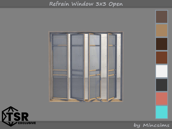 Sims 4 — Refrain Window 3x3 Open by Mincsims — The set consists of 12 packgages. 4x4 for 4 tiles, medium wall