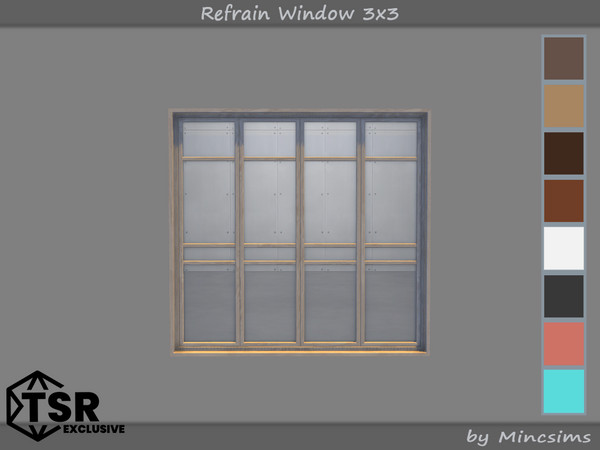 Sims 4 — Refrain Window 3x3 by Mincsims — The set consists of 12 packgages. 4x4 for 4 tiles, medium wall