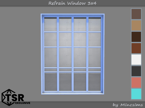Sims 4 — Refrain Window 3x4 by Mincsims — The set consists of 12 packgages. 4x4 for 4 tiles, medium wall