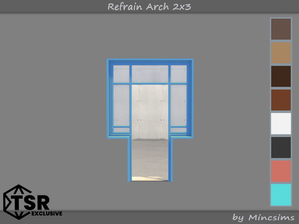 Sims 4 — Refrain Arch 2x3 by Mincsims — The set consists of 10 packages. 4x4 for 4 tiles, medium wall
