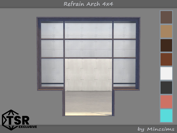 Sims 4 — Refrain Arch 4x4 by Mincsims — The set consists of 10 packages. 4x4 for 4 tiles, medium wall