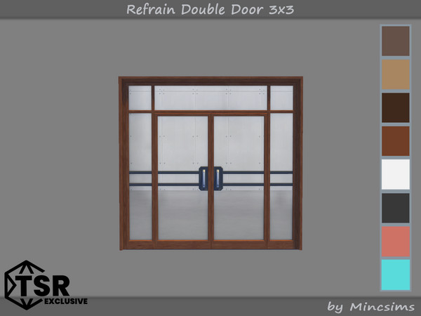 Sims 4 — Refrain Double Door 3x3 by Mincsims — The set consists of 10 packages. 4x4 for 4 tiles, medium wall