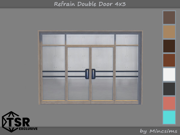 Sims 4 — Refrain Double Door 4x3 by Mincsims — The set consists of 10 packages. 4x4 for 4 tiles, medium wall
