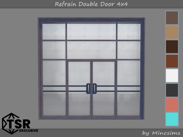 Sims 4 — Refrain Double Door 4x4 by Mincsims — The set consists of 10 packages. 4x4 for 4 tiles, medium wall