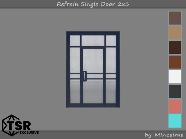 Sims 4 — Refrain Single Door 2x3 by Mincsims — The set consists of 10 packages. 4x4 for 4 tiles, medium wall