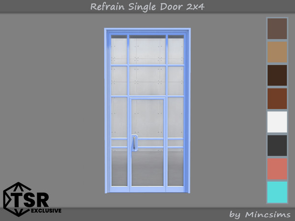 Sims 4 — Refrain Single Door 2x4 by Mincsims — The set consists of 10 packages. 4x4 for 4 tiles, medium wall