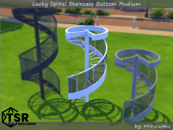 Sims 4 — Lucky Spiral Staircase Bottom Medium by Mincsims — This set makes space with a simple and modern design.