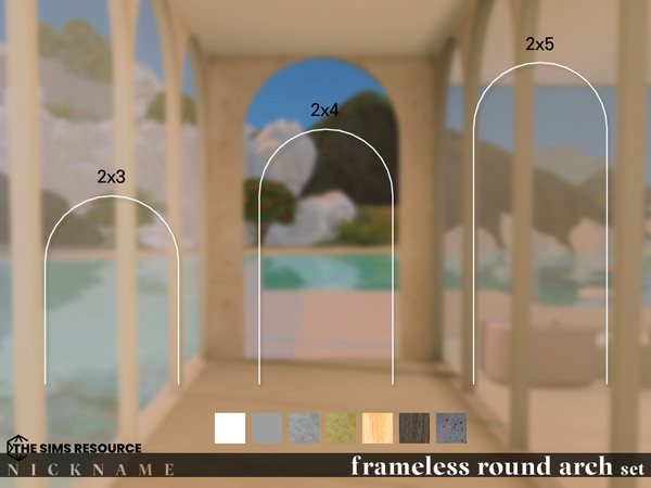 Sims 4 — frameless round arch set_2x3 by NICKNAME_sims4 — frameless round arch set 12 package files. frameless round arch