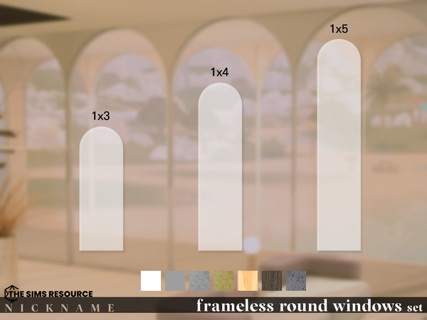 Sims 4 — frameless round windows set_1x5 by NICKNAME_sims4 — frameless round windows set 12 package files.. frameless