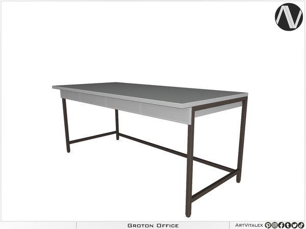 Sims 4 — Groton Desk by ArtVitalex — Office And Study Room Collection - Belong to 2023 All Rights Reserved.