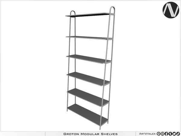 Sims 4 — Groton Wide Six Tier Shelf by ArtVitalex — Office And Study Room Collection - Belong to 2023 All Rights