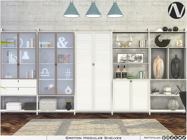 Sims 4 — Groton Modular Shelves by ArtVitalex — Office And Study Room Collection - Belong to 2023 All Rights Reserved.
