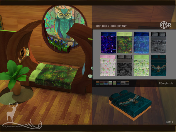 Sims 4 — DSF BED VIRIDI BOTANY by DanSimsFantasy — These objects are inspired by a room that belongs to a magical