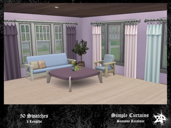 Sims 4 — (Recolour) Simple Curtains Short by zozoparx — These curtains are a recolour of ones from the