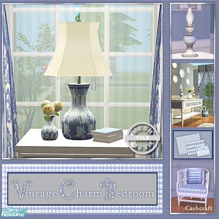 Sims 2 — Vintage Charm Bedroom - Tablelamp & Books Mesh by Cashcraft — A mixture of vintage and traditional furniture