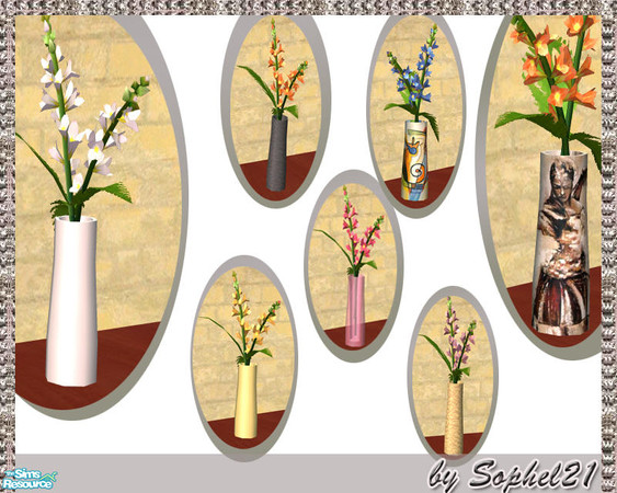 Sims 2 — Flower love by Sophel21 — 7 vases with flowers - perfect for home deco or business. Recolour based on the great
