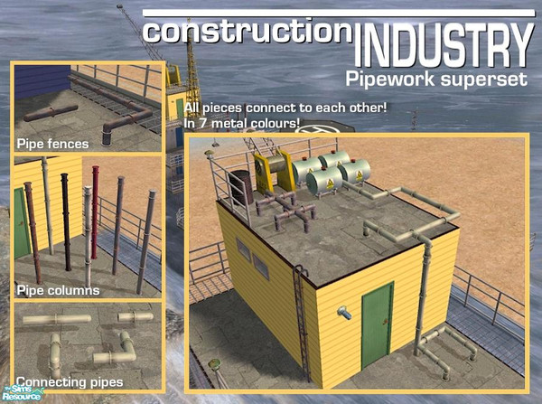 Sims 2 — Pipework Collection (superset) by Cyclonesue — All three pipework sets gathered together in one easy download!